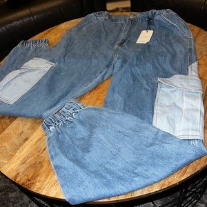 Reworked Denim Cargo Joggers